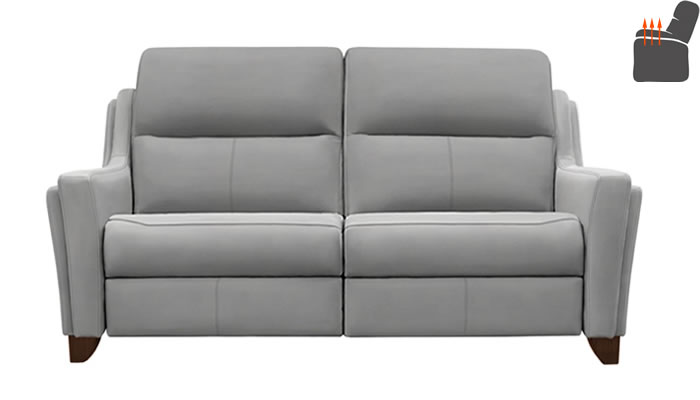 Parker Knoll Portland Large Two Seat Sofa Heated Seats Roma Steel Leather Mahogany Leg